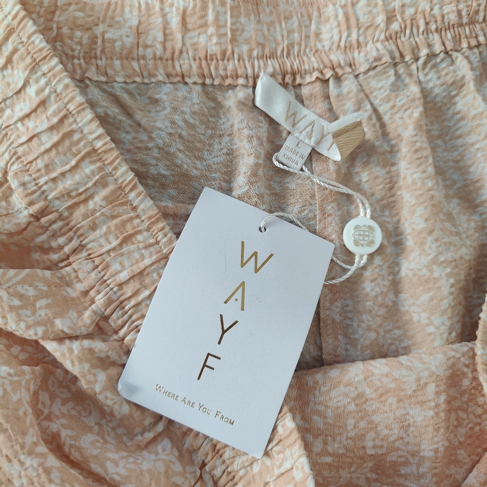 WAYF Peach Floral Print Cotton Crepe Shorts - Picture 5 of 9